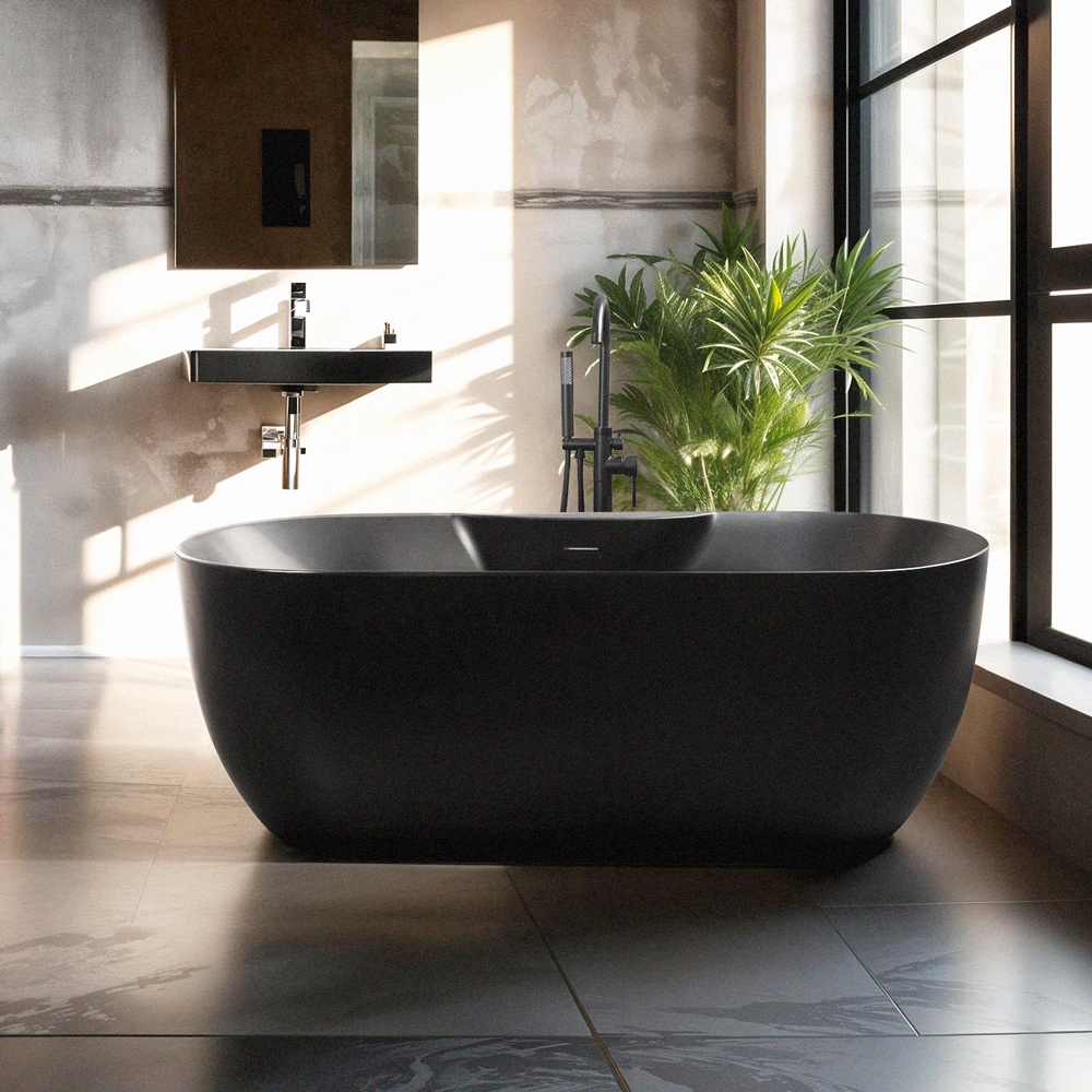 Vasca da bagno nera opaco freestanding ovale 170x75cm Heraklia Dark Promozione Vasca da bagno nera opaco freestanding ovale 170x75cm Heraklia Dark Promozione