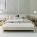 Letto matrimoniale design moderno in legno 160x190cm doghe testata Linz Offerta