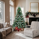 Albero di Natale 210cm artificiale addobbato rami effetto neve Rovaniemi Vendita