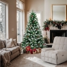 Albero di Natale 210cm artificiale addobbato rami effetto neve Rovaniemi Vendita
