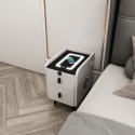 Comodino camera da letto bianco con luce LED e ricarica wireless Tainy Sconti