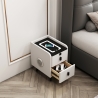 Comodino camera da letto bianco con luce LED e ricarica wireless Tainy Saldi