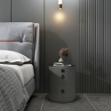 Comodino moderno rotondo con ricarica wireless luce LED e 2 cassetti Moho Vendita