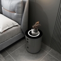 Comodino moderno rotondo con ricarica wireless luce LED e 2 cassetti Moho Sconti