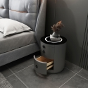 Comodino moderno rotondo con ricarica wireless luce LED e 2 cassetti Moho Catalogo