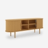 Mobile porta TV in legno vintage con ante scorrevoli cannettato Fersit Stock