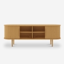 Mobile porta TV in legno vintage con ante scorrevoli cannettato Fersit Caratteristiche