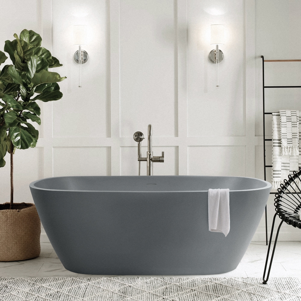 Vasca da bagno moderna freestanding 170x78cm ovale grigio opaco Idra Moon Promozione Vasca da bagno moderna freestanding 170x78cm ovale grigio opaco Idra Moon Promozione