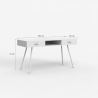 Scrivania stile nordico bianca scandinava con 2 cassetti 150x60cm Sidney Saldi