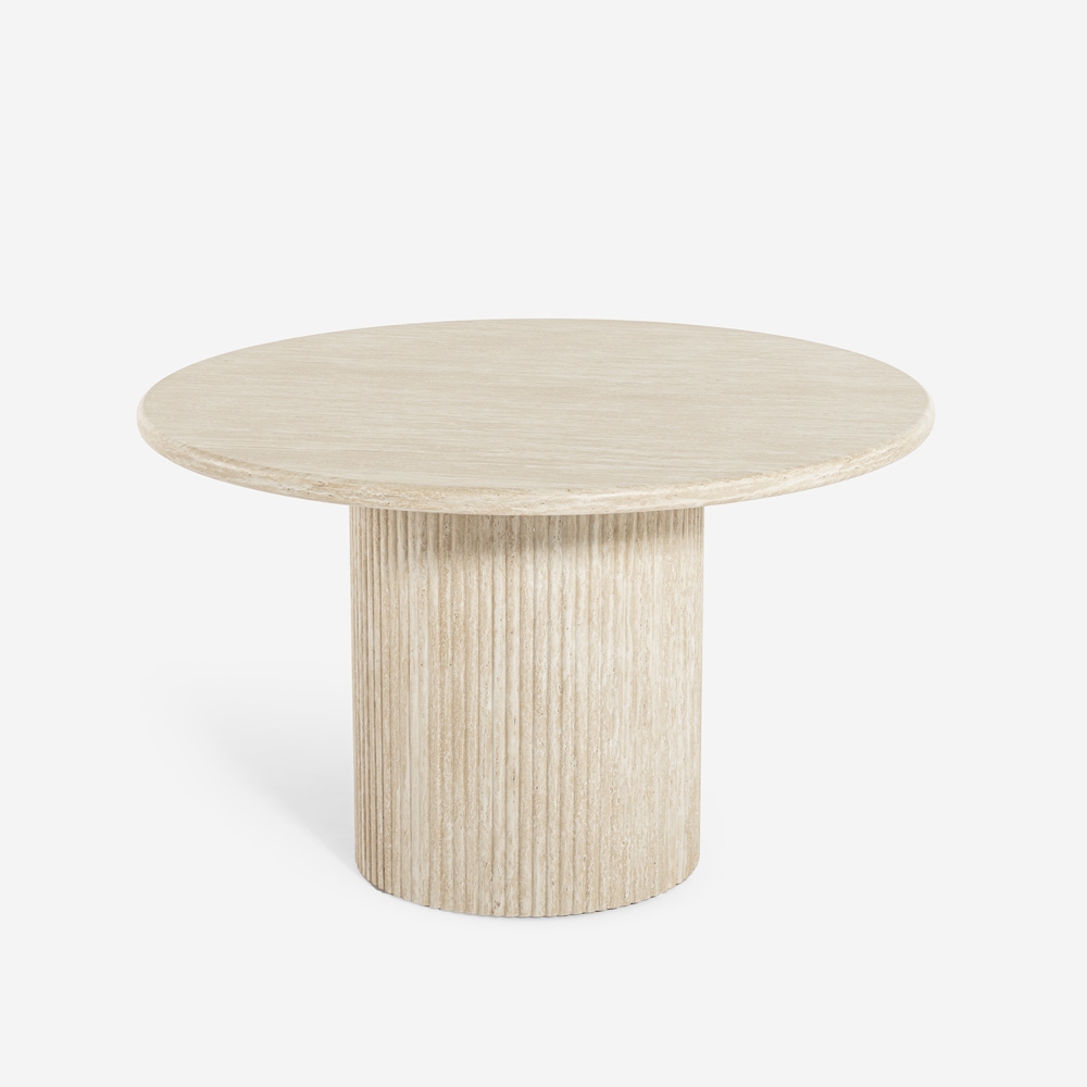 Table de salon ronde 120cm moderne en bois effet pierre Kara Promotion Table de salon ronde 120cm moderne en bois effet pierre Kara Promotion