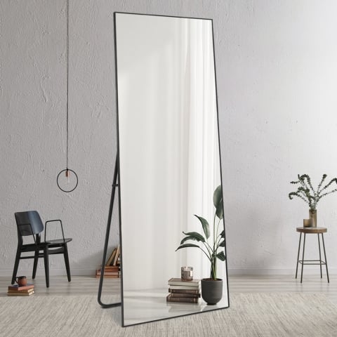 Miroir vertical sur pied ou mural noir moderne Hamstur-B Promotion