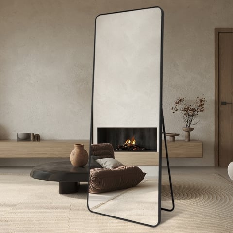 Miroir sur pied mural 180x80cm moderne noir Arsen-B Promotion