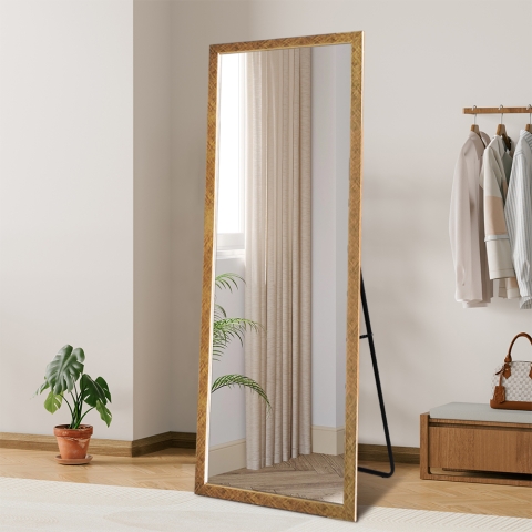 Miroir vertical doré 180x80cm mural avec support au sol Rektor Promotion