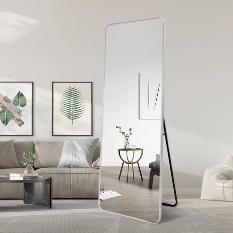 Miroir mural en argent 180x80cm avec support au sol Arsen-S Promotion