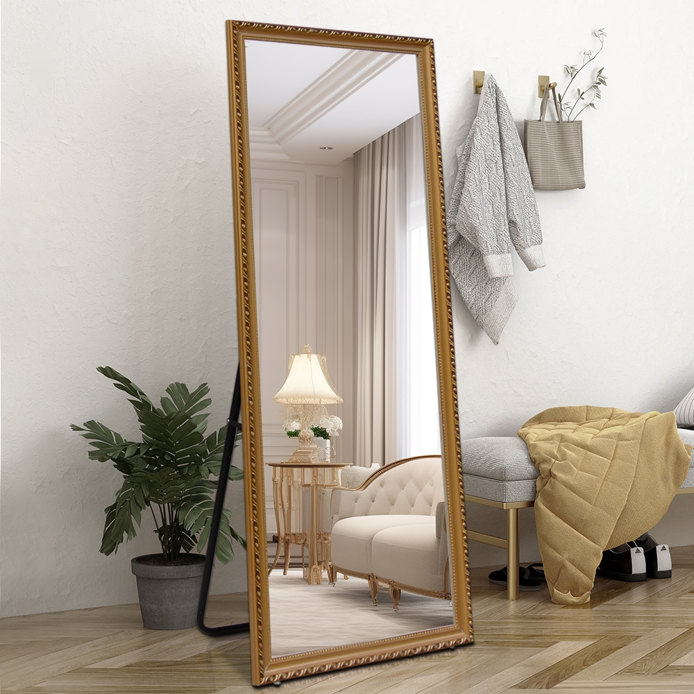 Wandspiegel 180x80cm mit Standfuß klassisch gold Vestur-G Aktion Wandspiegel 180x80cm mit Standfuß klassisch gold Vestur-G Aktion