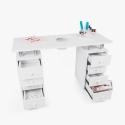 Tavolo manicure bianco con aspiratore unghie cassettiera e ruote Squoval Promozione