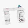 Tavolo manicure bianco con aspiratore unghie cassettiera e ruote Squoval Promozione