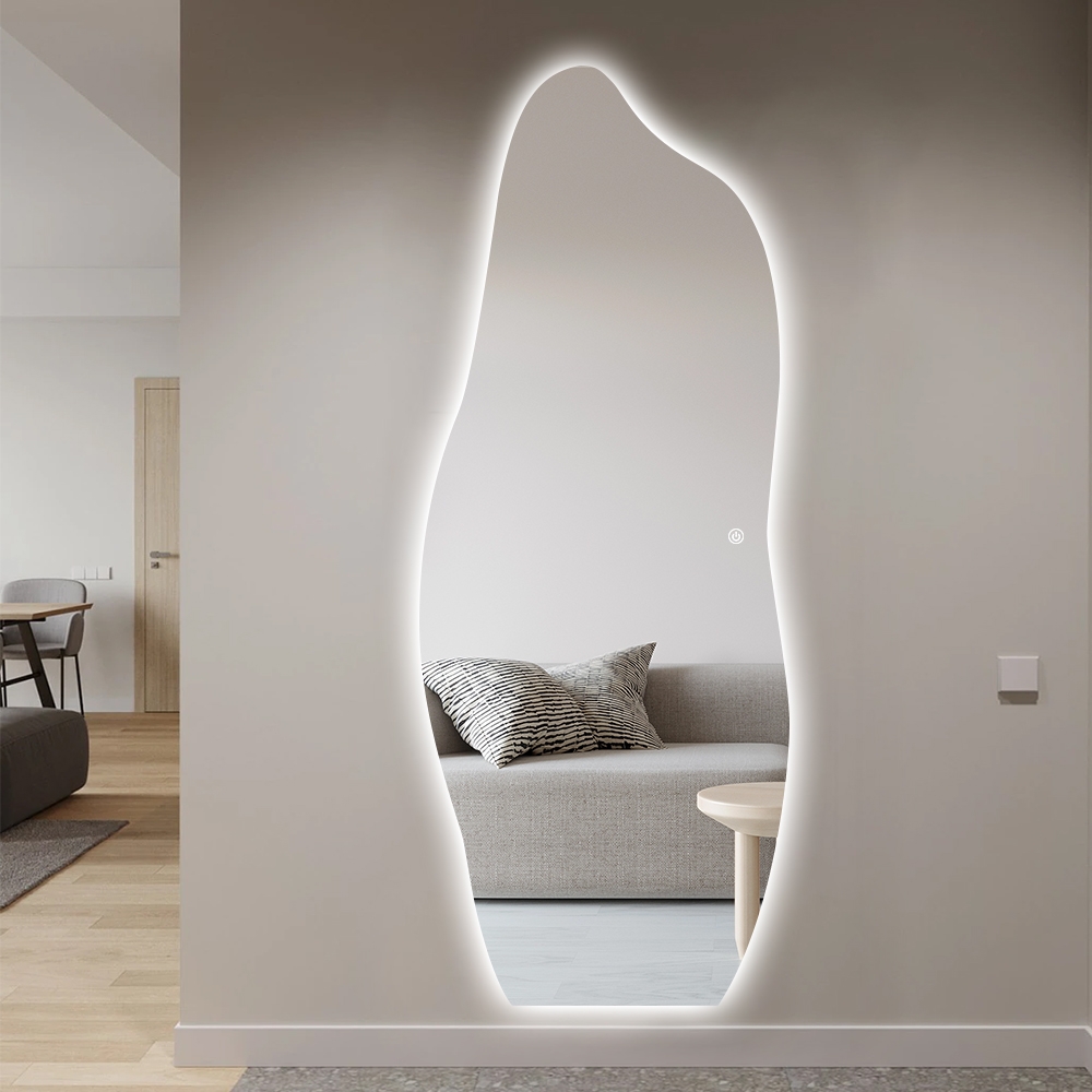 Specchio da parete retroilluminato design moderno irregolare 170x65cm Kerti Promozione Specchio da parete retroilluminato design moderno irregolare 170x65cm Kerti Promozione