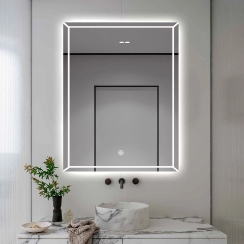 Miroir de salle de bain anti-buée rétro-éclairé 70x90cm Vindur XL Promotion