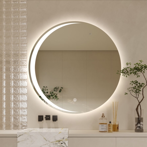 Specchio rotondo bagno 60cm retroilluminato con antiappannamento Skeri L Promozione