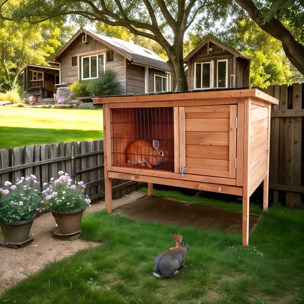 Conigliera casetta recinto per conigli da esterno in legno Carrot Promozione