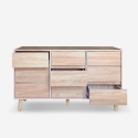 Cassettiera madia in legno per soggiorno 9 cassetti 120x40x72cm Vudan Saldi