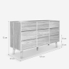 Cassettiera madia in legno per soggiorno 9 cassetti 120x40x72cm Vudan Stock
