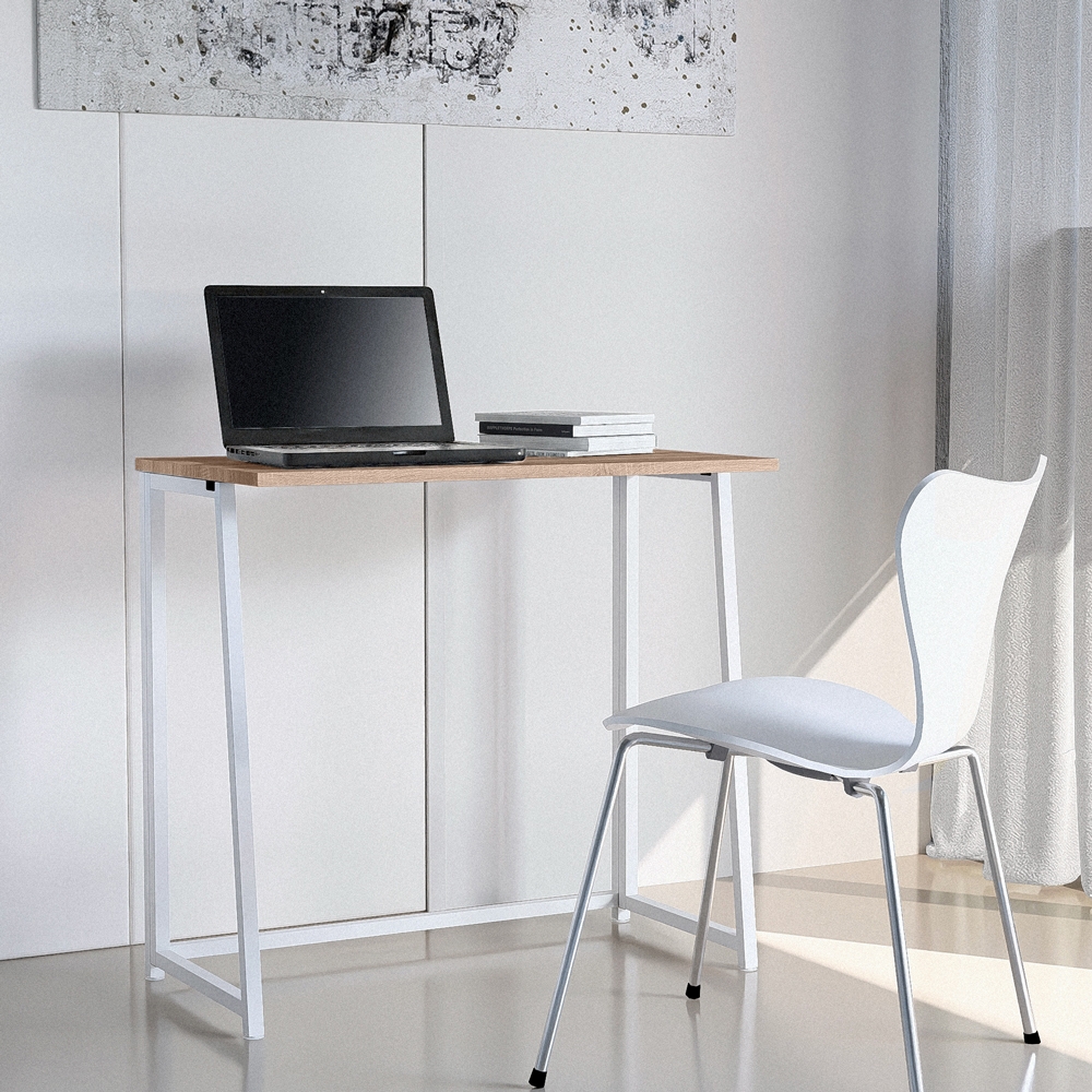 Scrivania da ufficio pieghevole bianca e legno salvaspazio 80x45x75 Wolly W Promozione Scrivania da ufficio pieghevole bianca e legno salvaspazio 80x45x75 Wolly W Promozione
