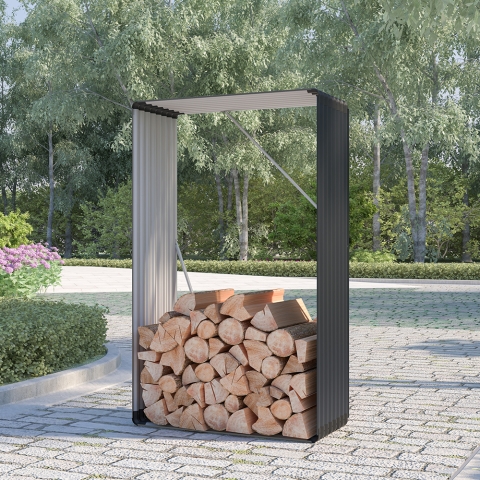 Legnaia in metallo da esterno giardino 110x52x180cm Courmayeur Promozione