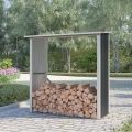 Legnaia da esterno in metallo portalegna da giardino 182x89x190cm Vipiteno Promozione