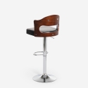 Sgabello alto da bar cucina girevole in legno e similpelle nero Soru Offerta