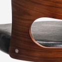 Sgabello alto da bar cucina girevole in legno e similpelle nero Soru Sconti