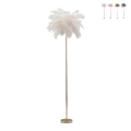 Lampada da terra con paralume in piume e 3 punti luce h160cm Palm L Promozione