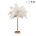 Lampada da tavolo con paralume in piume e 2 punti luce Palm S Promozione