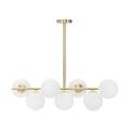 Lampadario moderno design in metallo dorato e sfere in vetro bianche Glamy 7 Promozione
