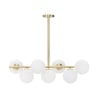 Lampadario moderno design in metallo dorato e sfere in vetro bianche Glamy 7 Promozione
