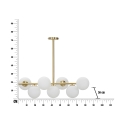 Lampadario moderno design in metallo dorato e sfere in vetro bianche Glamy 7 Stock