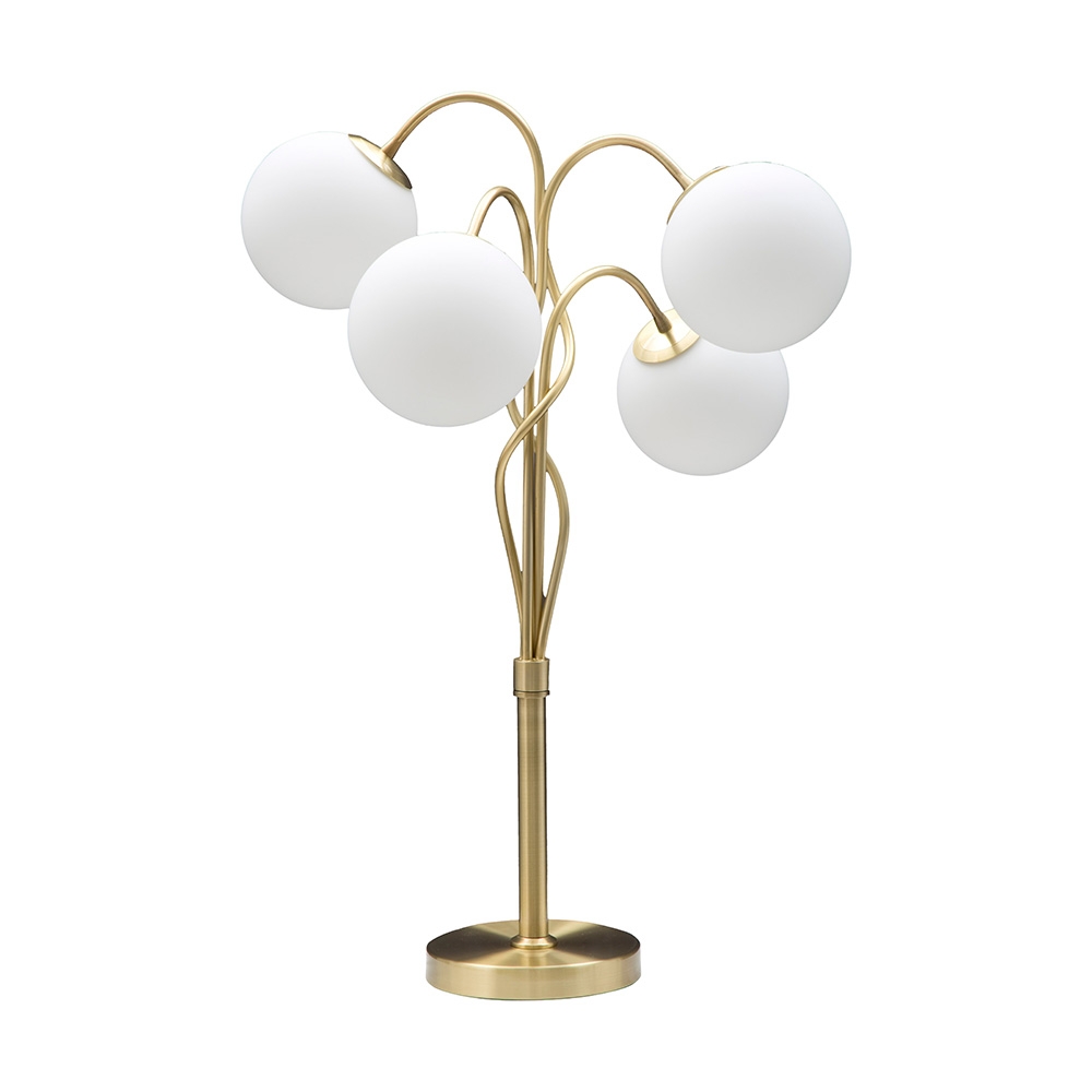 Lampada da tavolo con base in metallo e sfere in vetro opaco Glamy 4T Promozione Lampada da tavolo con base in metallo e sfere in vetro opaco Glamy 4T Promozione