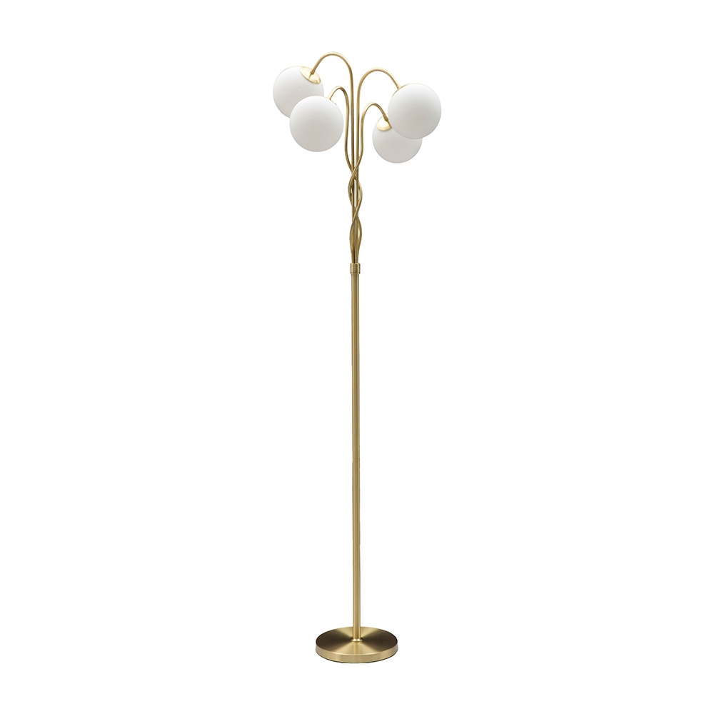 Lampada da terra con struttura intrecciata e sfere in vetro opaco Glamy 4 Promozione Lampada da terra con struttura intrecciata e sfere in vetro opaco Glamy 4 Promozione