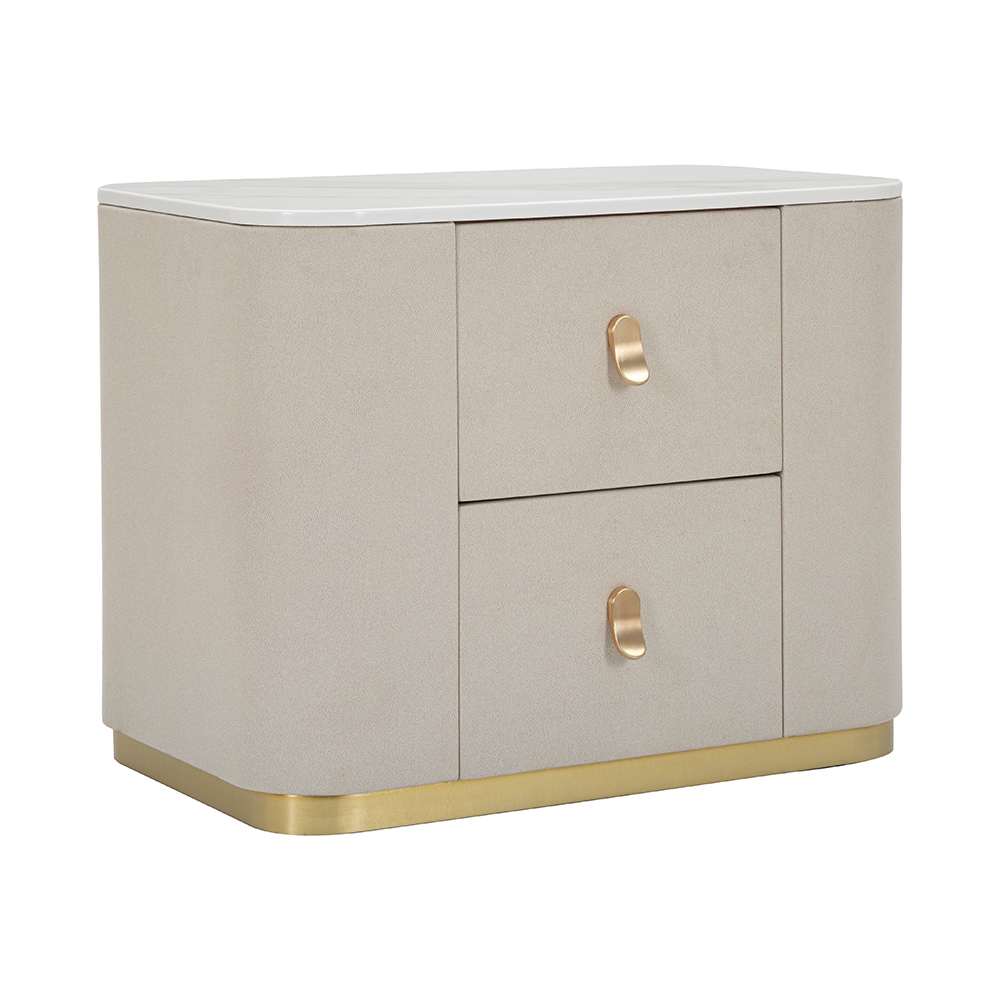 Comodino elegante con 2 cassetti e dettagli dorati 60x40cm Lullaby Promozione Comodino elegante con 2 cassetti e dettagli dorati 60x40cm Lullaby Promozione