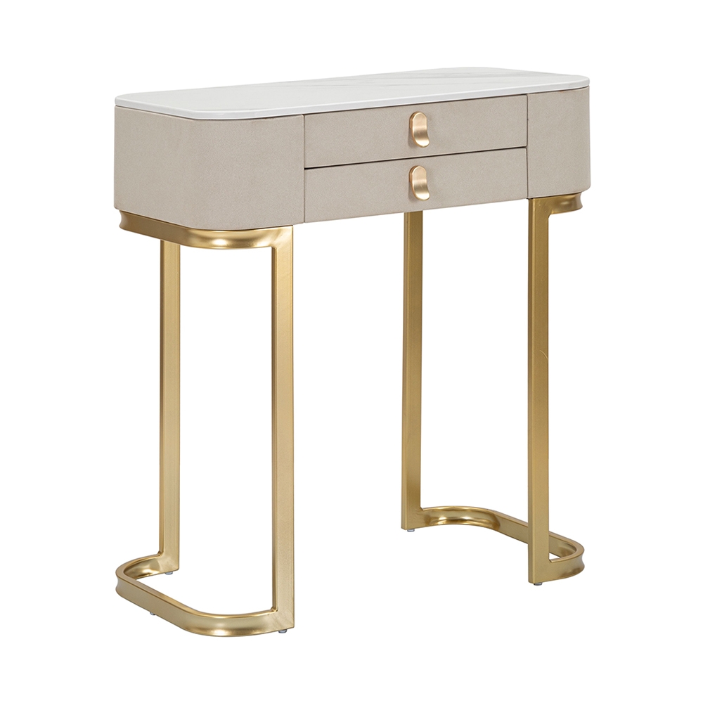 Consolle da ingresso con 2 cassetti e gambe dorate 70x40cm Beauty Promozione Consolle da ingresso con 2 cassetti e gambe dorate 70x40cm Beauty Promozione
