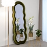 Specchio da parete o da terra design ondulato in velluto 60x160cm Miki Saldi