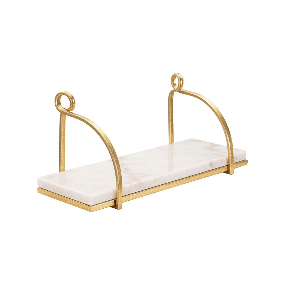 Mensola da parete scaffale glam in metallo dorato e marmo bianco Marble Promozione Mensola da parete scaffale glam in metallo dorato e marmo bianco Marble Promozione