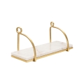 Mensola da parete scaffale glam in metallo dorato e marmo bianco Marble Promozione