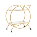 Carrello bar da salotto in metallo dorato con ripiani a specchio Globe Promozione