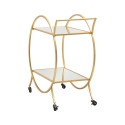 Carrello bar da salotto in metallo dorato con ripiani a specchio Globe Saldi