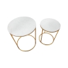 Set 2 tavolini rotondi da salotto glam metallo dorato e marmo Simply Offerta