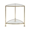 Dreieckiger Beistelltisch mit 2 Ablagen, goldfarbenem Metall und Glas Triangle S Angebot