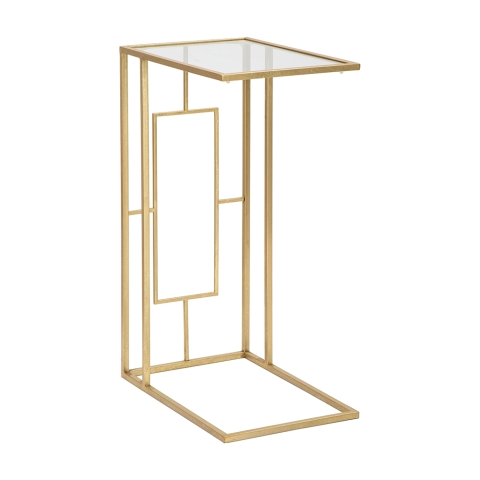 Couchtisch und rechteckiges Sofatisch aus goldenem Metall und Glas London Aktion
