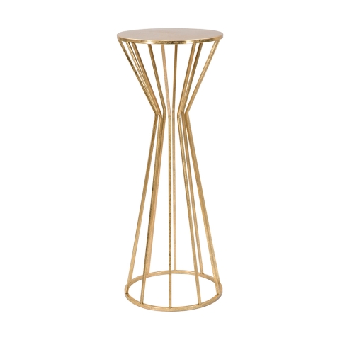 Tavolino decorativo alto rotondo da salotto in metallo dorato glam 38cm Stick Promozione